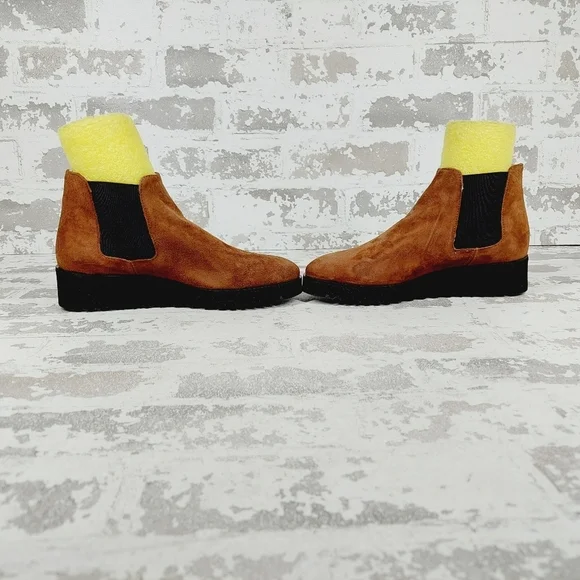 New Amalfi By Rangoni Brown Suede Pull On Chunky Sole Chelsea Boots W687 - Picture 7 of 12
